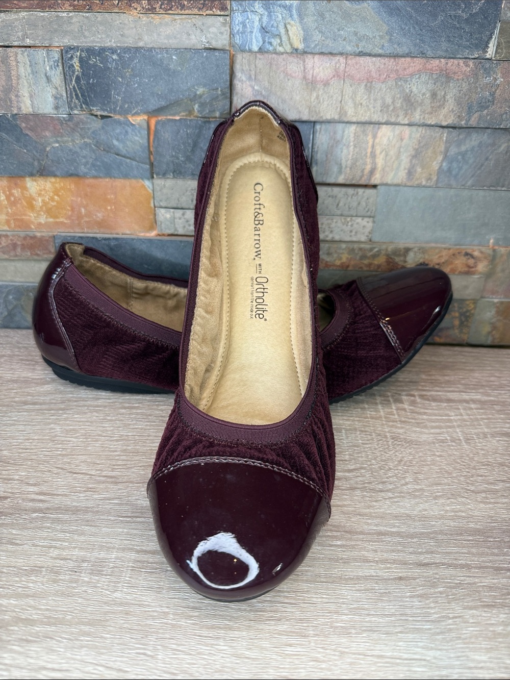 croft & barrow Burgundy Womens Slip-On Ballet Flats